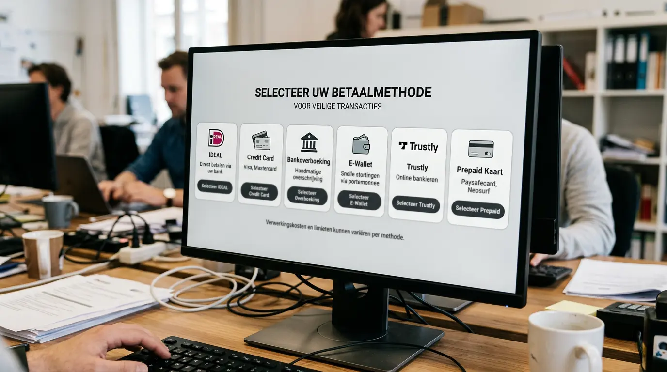 Voorbeeld van een betaalpagina bij een Nederlandse vergunninghouder met zichtbare minimumdrempels per methode