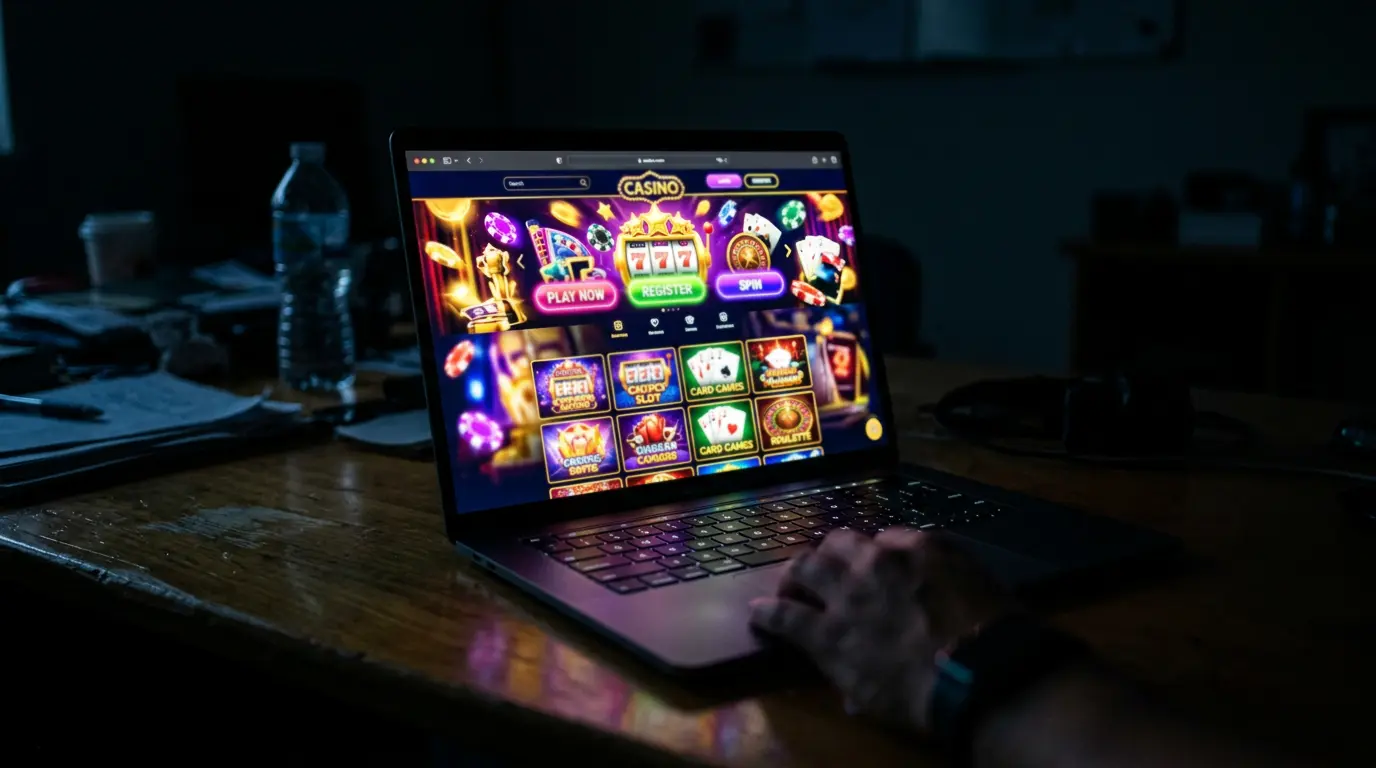 Professioneel ogende interface van een illegale casino-operator gericht op Nederlandse spelers